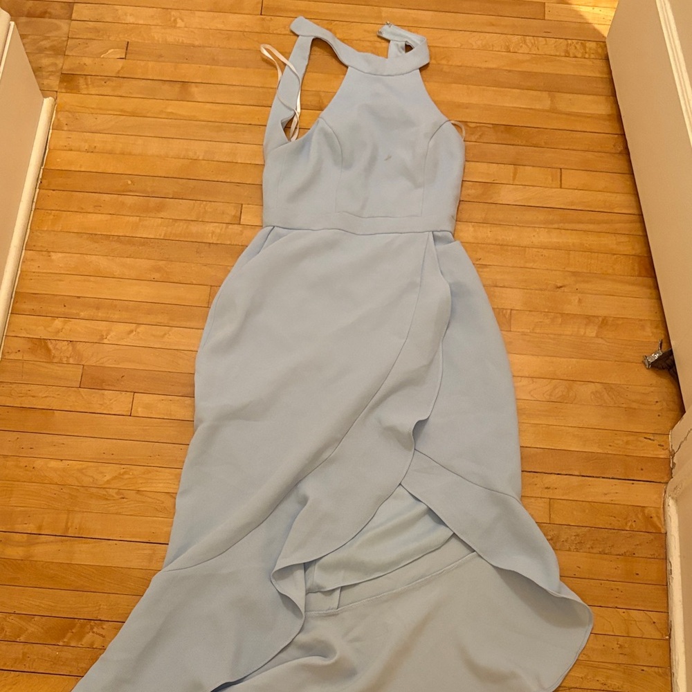 Aqua NWT Elegant Light Blue Formal Halter Dress 0